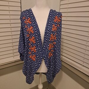 Miss Me Blue and Orange Patterned Top